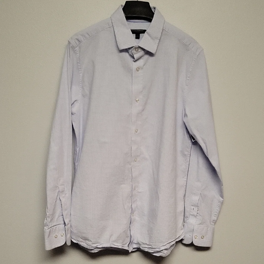Banana Republic Slim Fit Blue And White Mini-check Dress Shirt